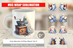Cute Barista Coffee Ghost Mug Wrap Product Image 1