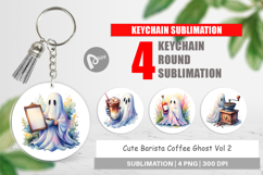 Cute Barista Coffee Ghost Keychain Product Image 1