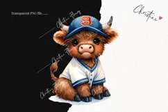 Cute Baseball Highland Cow PNG | Baseball PNG Product Image 2