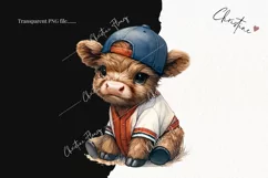 Cute Baseball Highland Cow PNG | Baseball PNG Product Image 2