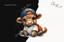 Cute Baseball Highland Cow PNG | Baseball PNG Product Image 2