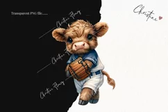 Cute Baseball Highland Cow PNG | Baseball PNG Product Image 2