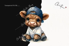 Cute Baseball Highland Cow PNG | Baseball PNG Product Image 2