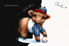 Cute Baseball Highland Cow PNG | Baseball PNG Product Image 2