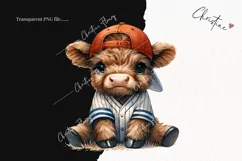 Cute Baseball Highland Cow PNG | Baseball PNG Product Image 2