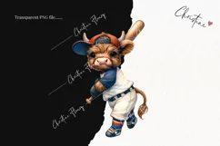 Cute Baseball Highland Cow PNG | Baseball PNG Product Image 2