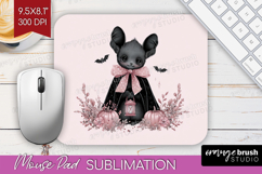 Cute Bat Cute Mouse Pad Sublimation Pink Halloween Mousepad Product Image 1