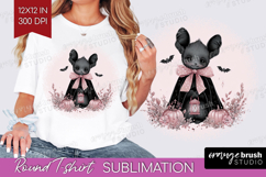 Cute Bat Cute Round Tshirt Background Pink Halloween PNG Product Image 1