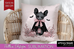 Cute Bat Cute Pillow Sublimation Pink Halloween Pillow Cover Product Image 1