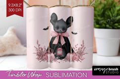 Cute Bat Cute Tumbler Wrap Pink Halloween Tumbler PNG Product Image 1