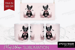 Cute Bat Cute Mug Wrap Pink Halloween Mug PNG Sublimation Product Image 1