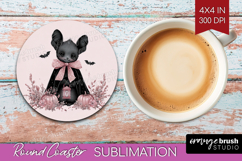 Cute Bat Cute Round Coaster Pink Halloween Coaster PNG Product Image 1