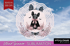 Cute Bat Cute Wind Spinner Sublimation PNG Pink Halloween Product Image 1