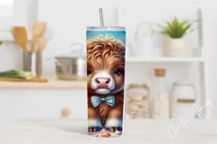 Cute Beach Highland Cow Tumbler Wrap PNG Product Image 2
