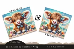 Cute Beach Highland Cow Tumbler Wrap PNG Product Image 3