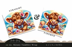 Beach Highland Cow Tumbler Wrap PNG Product Image 3