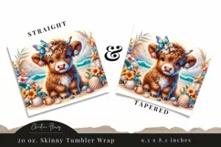 Cute Summer Highland Cow Tumbler Wrap PNG Product Image 3