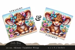 Cute Highland Cow Beach Tumbler Wrap PNG Product Image 3