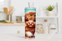 Cute Ocean Highland Cow Tumbler Wrap PNG Product Image 2