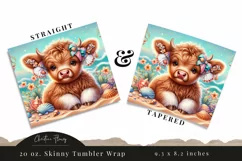 Cute Ocean Highland Cow Tumbler Wrap PNG Product Image 3