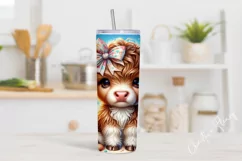 Cute Beach Highland Cow Tumbler Wrap PNG Product Image 2