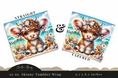 Cute Beach Highland Cow Tumbler Wrap PNG Product Image 3