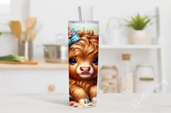 Beach Highland Cow Tumbler Wrap PNG Product Image 2
