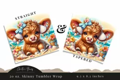 Beach Highland Cow Tumbler Wrap PNG Product Image 3