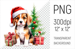 Cute Beagle Puppy  with Santa Hat. Perfect for sublimation, greeting cards, stickers, planners, DIY gifts, and all your holiday projects!