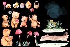 Cute Bear and Bee Watercolor Clipart Product Image 6