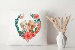 Bear Watercolor Animals flowers Heart clipart, Cute animals Product Image 2