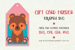 Cute Bear Cub Card holder. Birthday Gift Card Holder Template for cutting machines