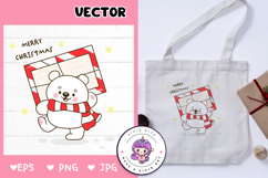Cute Polar bear holdind santa letter kawaii clipart winter Product Image 1
