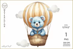 Teddy bear png| hot air balloons|baby boy shower clipart Product Image 1