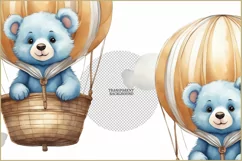 Teddy bear png| hot air balloons|baby boy shower clipart Product Image 3