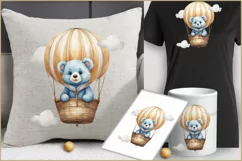 Teddy bear png| hot air balloons|baby boy shower clipart Product Image 4