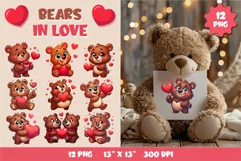 Cute Bear in Love. Valentine's Day, PNG. Product Image 1