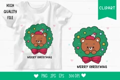 Christmas bear clipart kawaii animals xmas png cute cartoon Product Image 1