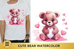 Cute Bear Watercolor Clipart , Sublimation PNG Product Image 1