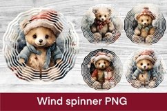 Christmas bear wind 'spinner sublimation design, animals sublimation design, wind spinner bundle, Christmas cute bear sublimation.