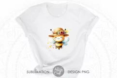 clipart bundle shows a cute honey bee wearing a straw hat with flowers as digital download 