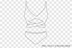 Swimsuit bikini outline SVG summer clipart illustration PNG Product Image 1
