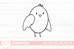 Cute Bird Doodle Drawing Outline SVG Cut File Product Image 1