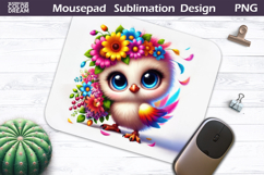 Bird Floral Mousepad | Funny Bird Flowers Sublimation Product Image 1