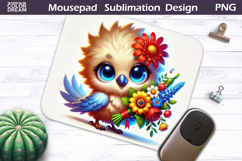 Bird Floral Mousepad | Funny Bird Flowers Sublimation Product Image 1