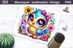 Bird Floral Mousepad | Funny Bird Flowers Sublimation Product Image 1