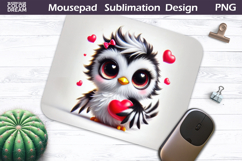 Cute Bird Heart Mousepad | Funny Owl Sublimation Product Image 1
