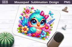 Bird Floral Mousepad | Funny Bird Flowers Sublimation Product Image 1