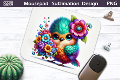 Bird Floral Mousepad | Funny Bird Flowers Sublimation Product Image 1
