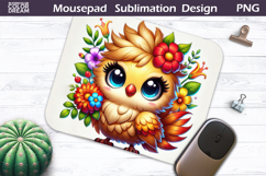 Bird Floral Mousepad | Funny Bird Flowers Sublimation Product Image 1